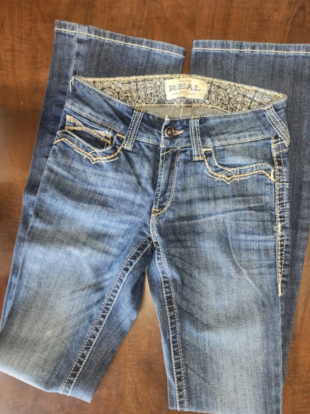 27XL Ariat R.E.A.L. Mid Rise Stretch Entwined Festival Boot Cut Jean - Picture 3 of 4
